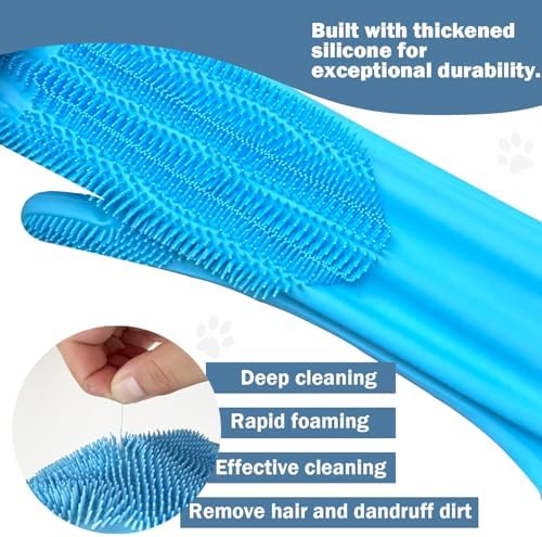 Pet Grooming Gloves, Silicone Bath Massage Gloves, Wet Dry - Image 4