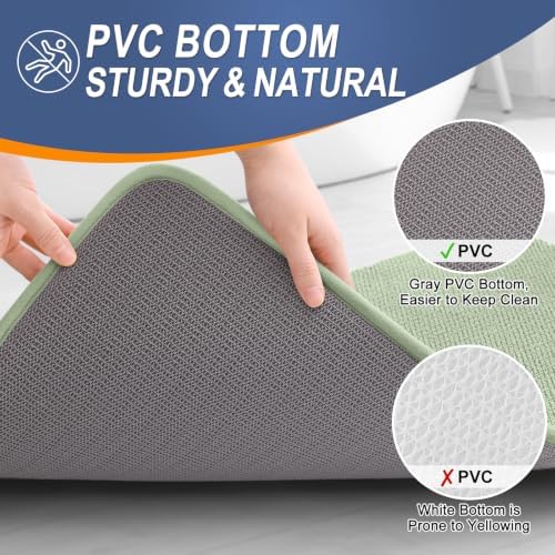 OLANLY Memory Foam Large Bathroom Rug 59x35, Absorbent Bath Mat, Sage Green - Image 4