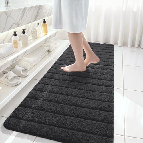 AROGAN Luxury Long Bathroom Runner Rugs 24x72 Inch Bath Rug, Deep Grey - Image 2