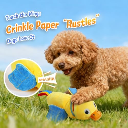 lilfrd Duck Dog Toy, Crinkle Squeaky Plush Interactive Chew Toy - Image 3