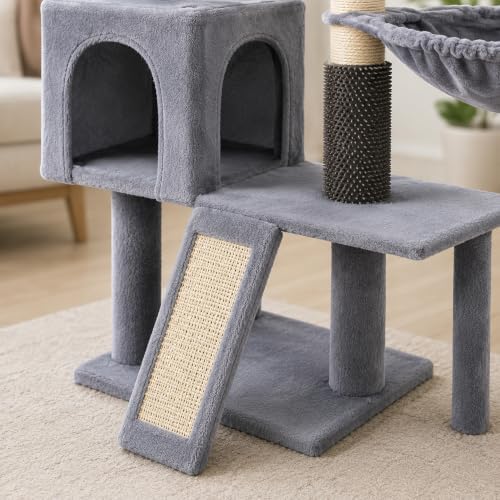Smouatou Cat Tree with Cat Condo and Two Hammocks, Cat Tower with Scratching - Image 5