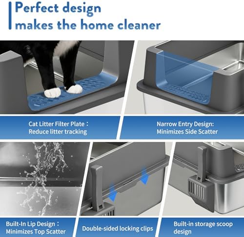 2PACK XXXL Enclosed Stainless Steel Litter Box - Image 5