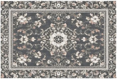 Giwawa Boho Floral Bath Rug Grey Leaves Soft Absorbent Bath Carpet 24x35 Inch by Giwawa