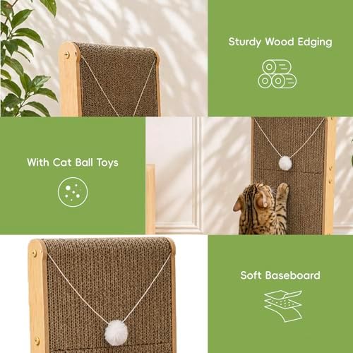 Cat Scratcher, 26.8 Inch L Shape Cat Scratch Pad Wall Mounted - Image 5