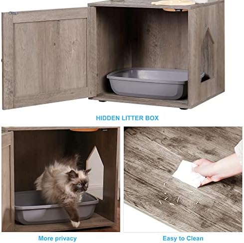 Hey-brother Cat Tree Tower, Litter Box Enclosure, Food Station - Image 6
