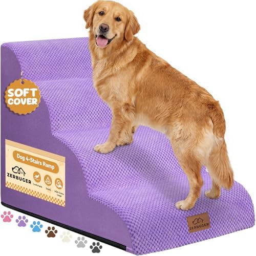 Zerbuger Dog Ramp and Stairs for Bed, Nonslip Cover by Zerbuger