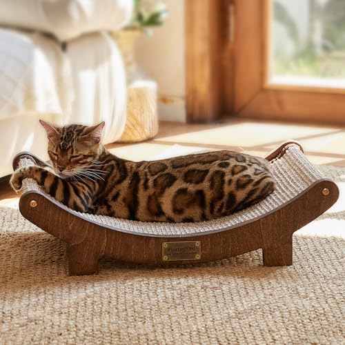 FUKUMARU Sisal Cat Scratcher Bed, Solid Wood Cat Hammock by FUKUMARU