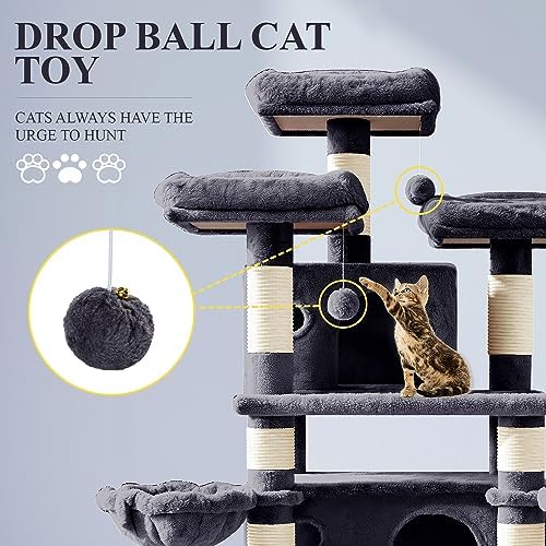 Allewie 68 Inches Cat Tree/House and Towers - Image 3