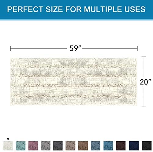 H.VERSAILTEX Bath Mats for Bathroom Non Slip Luxury Chenille Striped Bath Rug - Image 2