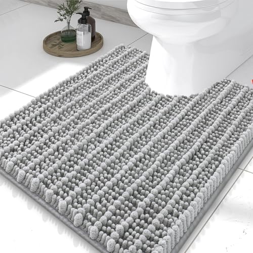 Smiry Bathroom Toilet Rugs U Shaped 24X20, Chenille Bath mats by Smiry