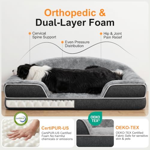 Extra Large Orthopedic Dog Bed, XL Washable Pet Couch Bed - Image 2