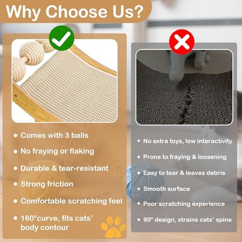 DWCN 3-in-1 Large Cat Scratcher Bed Hammock Lounge Scratching Post Scratch Pad - Image 5