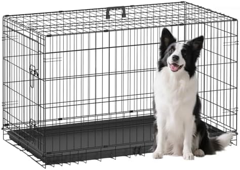 FDW | 42" Foldable Metal Dog Crate | Black | Cage by FDW