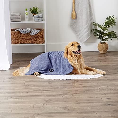 Bone Dry Pet Grooming Microfiber Towel, Embroidered Collection, Stonewash Blue - Image 5