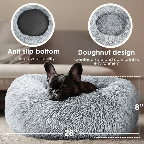 28in Large Dog Bed, Calming Donut Bed - Image 3