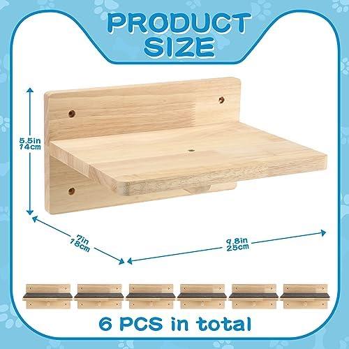 Lenwen 6 Set Cat Wall Shelves, Wood Cat Climbing Step, Wall Mounted - Image 2
