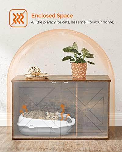 Feandrea Cat Litter Box Enclosure, End Table, 31.5 x 20.9 x 19.7 Inches - Image 4