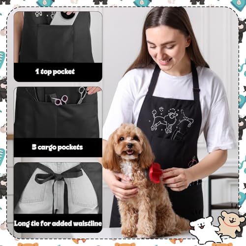 Dog Grooming Apron with 4 Pockets Grooming Apron - Image 4