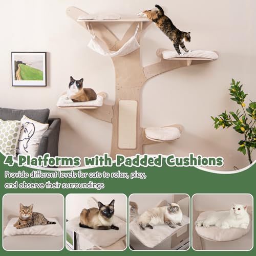 Tangkula Cat Wall Shelves, Wall Mounted Cat Tree Furniture - Image 3
