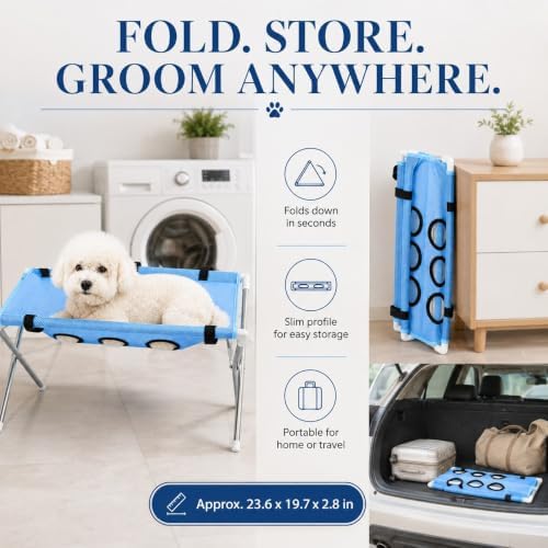 Pet Grooming Hammock with Stand, Foldable Dog Bath Table，Black - Image 6