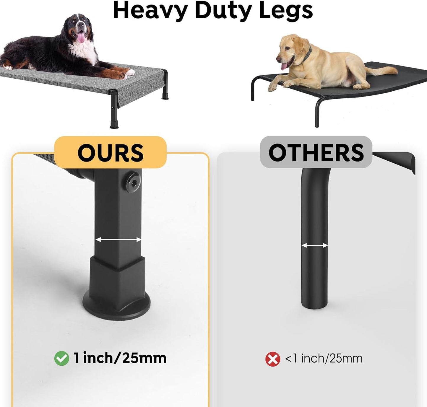 Veehoo Cooling Outdoor Dog Bed, Heavy Duty Elevated Pet Bed with Washable & Breathable Teslin Mesh, Non-Slip Silicon Feet, Dog Cot Bed with Support Hem, 35" x 22", Black Silver, CWC2433