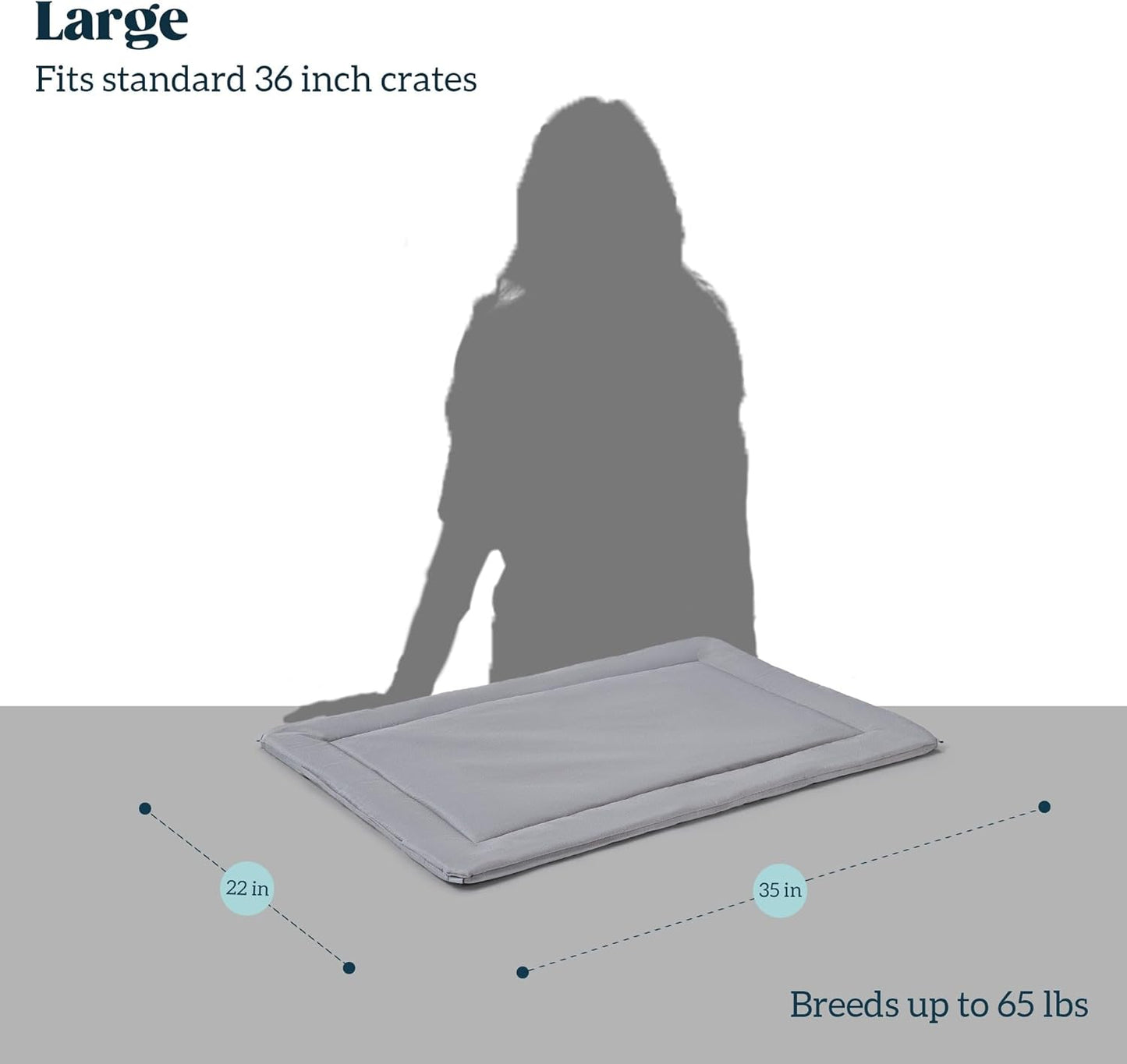 Cybarmour Chew Proof Dog Crate Pad - Outdoor Indestructible Dog Bed - Tough - Potable - Machine Washable - Water & Dirt-Resistant - Large Breeds & Fits 36-Inch Crate - 35"x22", Limestone