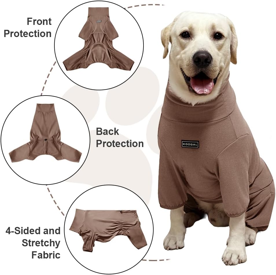 Dog Pyjamas PJS Sweater Clothes and Home Clothing Suitable for Large to Giant Breeds of Dogs, Dog Surgery Recovery Suit, Extra-Large Stretch Fabric, Four-Legged (Thickened Coffee, 6XL)