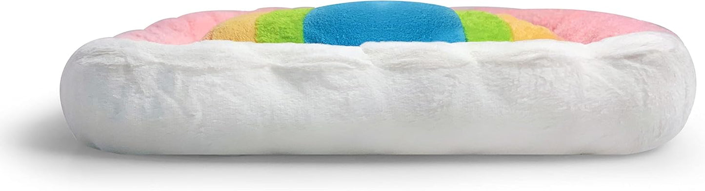TONBO Soft Plush Small Cute and Cozy Nature Dog Cat Bed, Washer and Dryer Friendly (Rainbow)