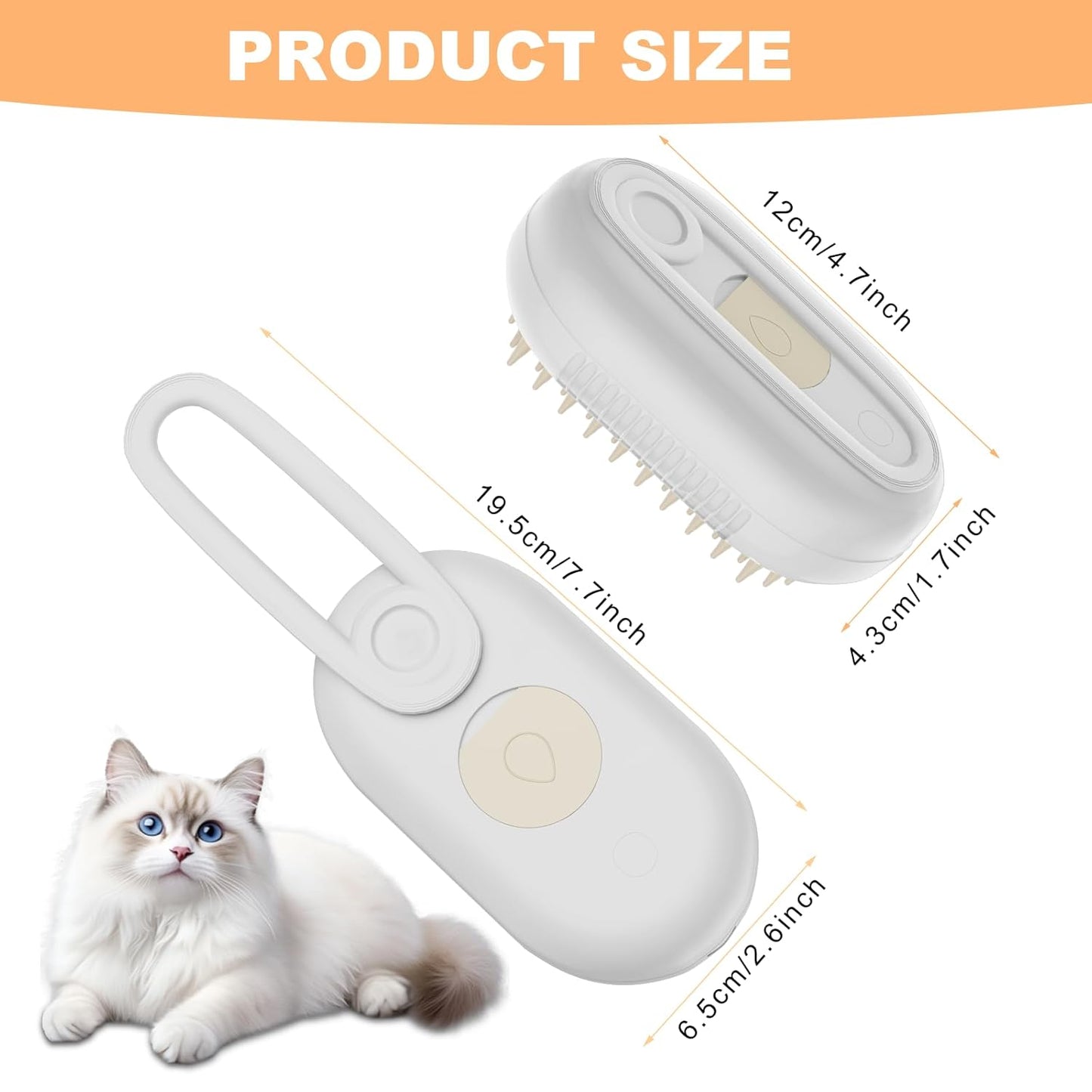 4 in 1 Cat Steam Brush for Shedding，Rechargeable Steam Pet Brush With Rotating Handle for Massaging, Self-Cleaning, and Pet Hair Removal for Long and Short Hair of Cat and Dog （Beige）
