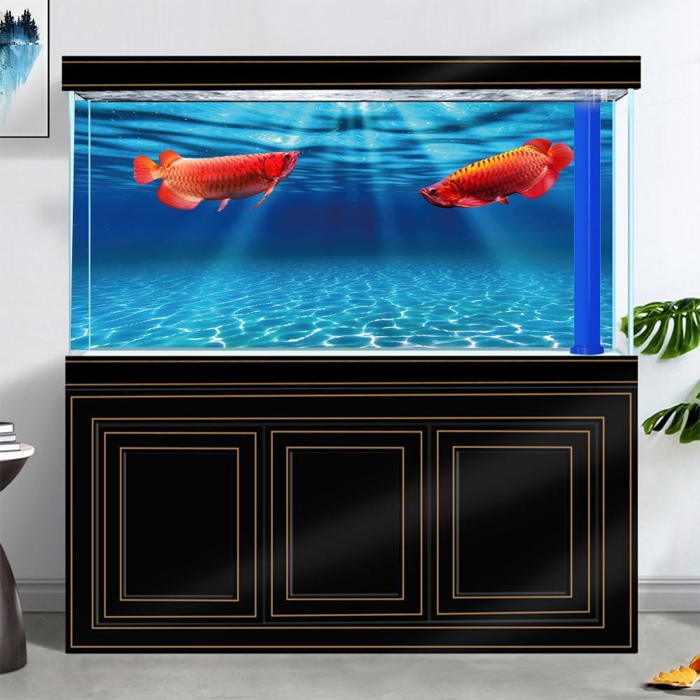 30X12IN Natural Undersea Aquarium Background, Underwater Ocean Sunlight Fish Tank Background 36X18IN with 8 EVA Double-Sided Tape