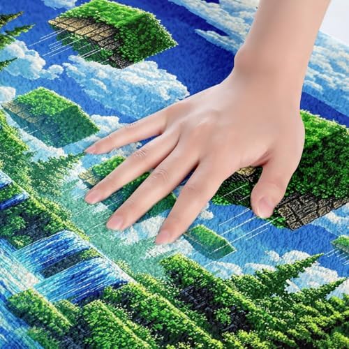 Manfei Pixelated Games Bathroom Rugs, Pixel Grid Gamepad Shaggy Absorbent Floor - Image 2