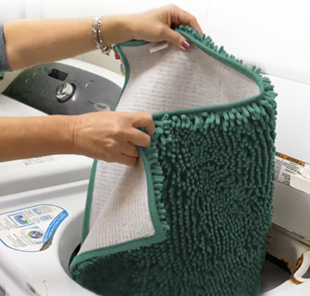 Muddy Mat® AS-SEEN-ON-TV Highly Absorbent Microfiber Door Mat and Pet Rug, Non Slip Thick Washable Area and Bath Mat Soft Chenille for Kitchen Bedroom Indoor and Outdoor - Seafoam Green 24" x 120"