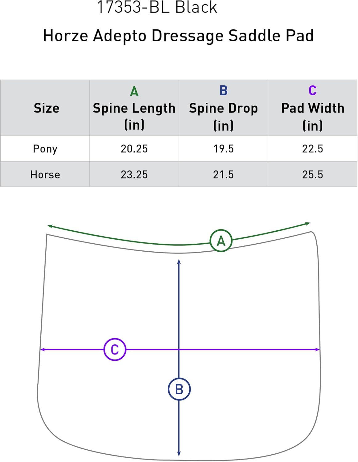 HORZE Adepto Quilted Quick-Dry Dressage Saddle Pad for Horses with Two-Tone Trim