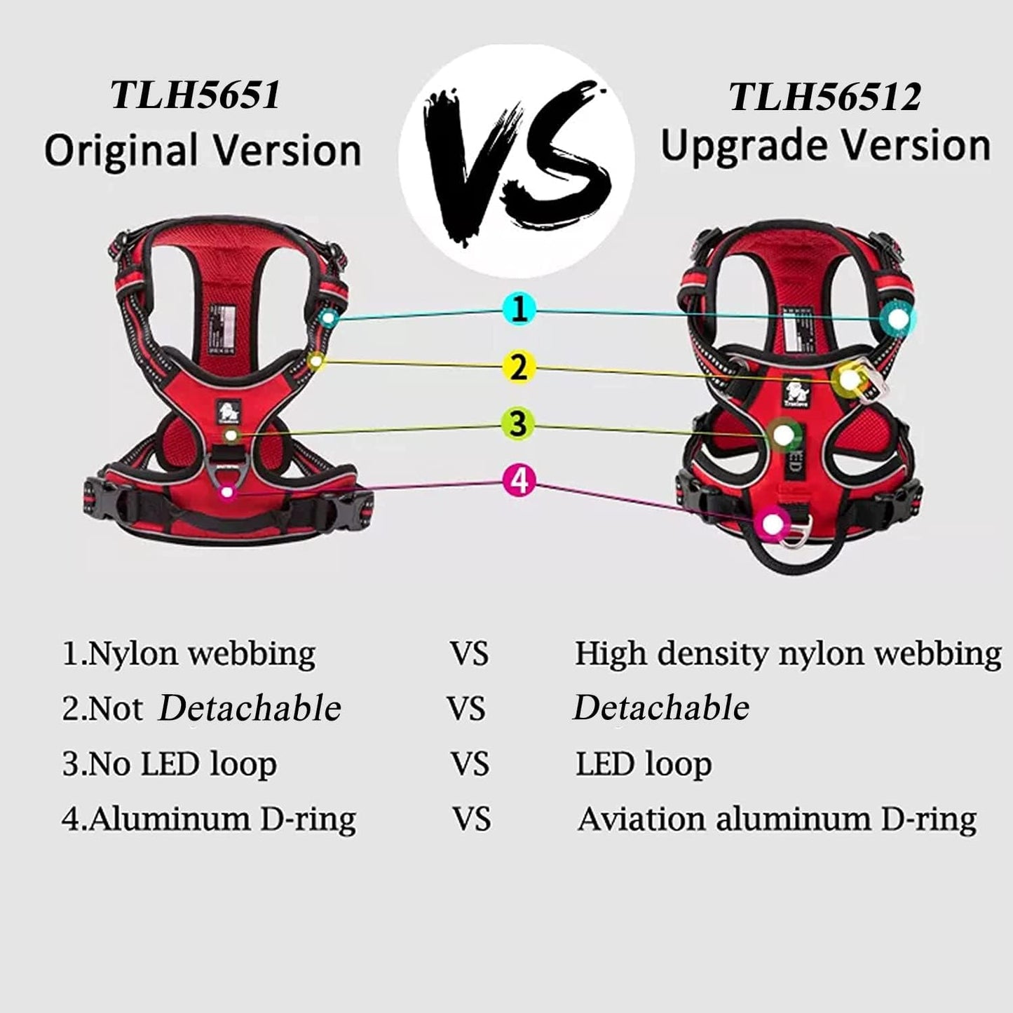 TRUE LOVE Dog Harness No Pull Nylon Reflective Pet Harness Adjustable Comfortable Control Step-in Brilliant Colors Truelove TLH56512 XS Fuchsia
