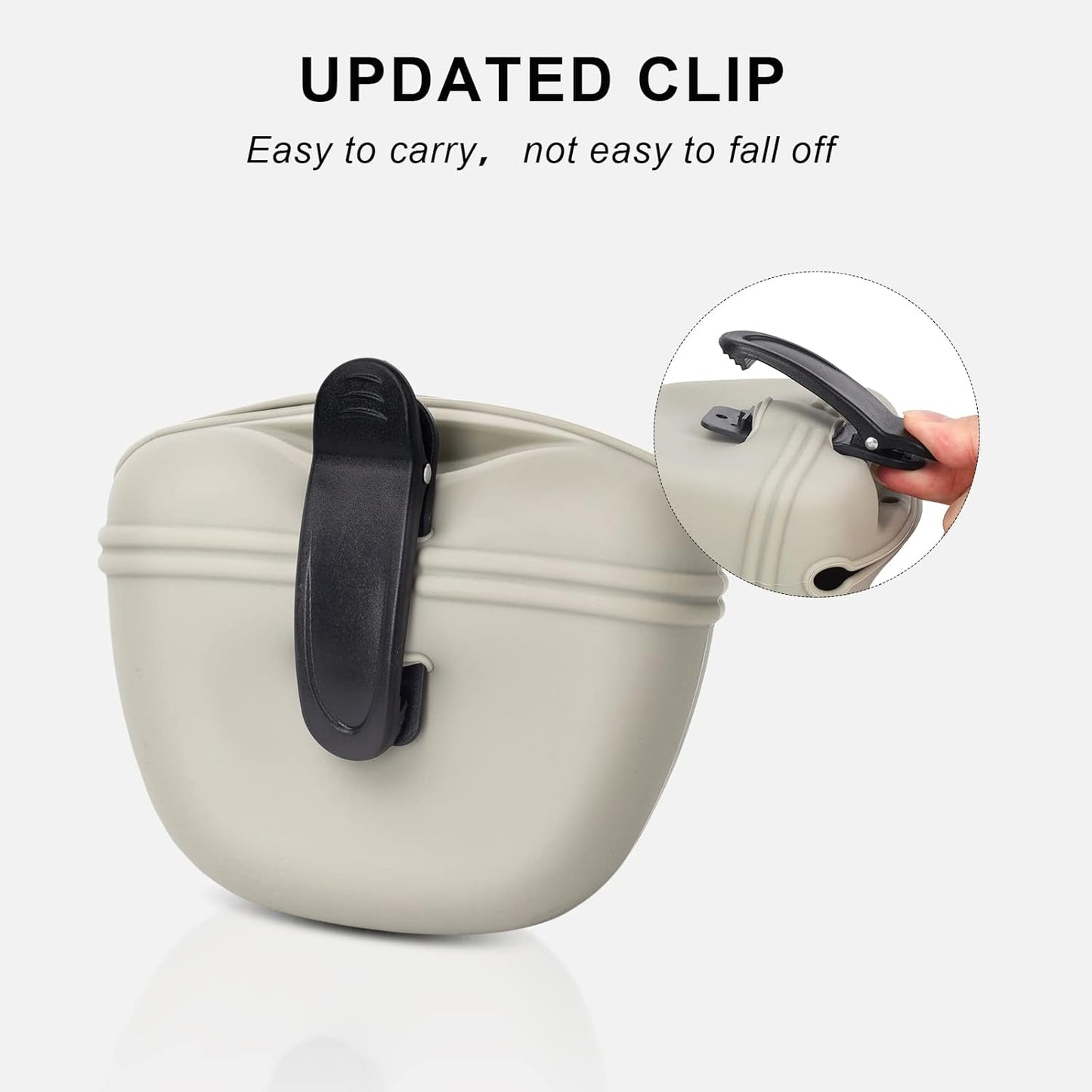 Left&Right Dog Clicker Training Kit,Silicone Dog Training Treat Pouch and Dog Clickers,Dog Treat Bag with Clicker Training for Dogs,Pet Treat Bag with Magnetic Buckle Closing and Waist Clip,Beige