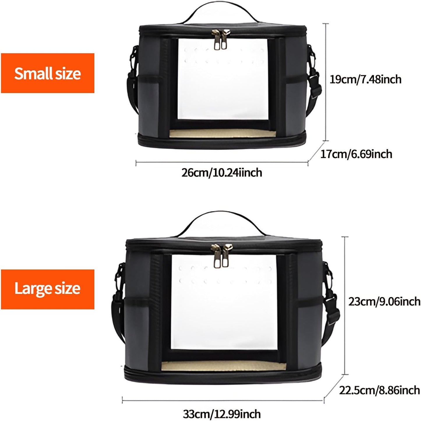 Bird Travel Carrierm, Small Bird Travel Backpack Carrier Cage with Tray and Breathable Clear Window, for Parakeet Cockatiel Budgies, for Camping Hiking (Small-White)