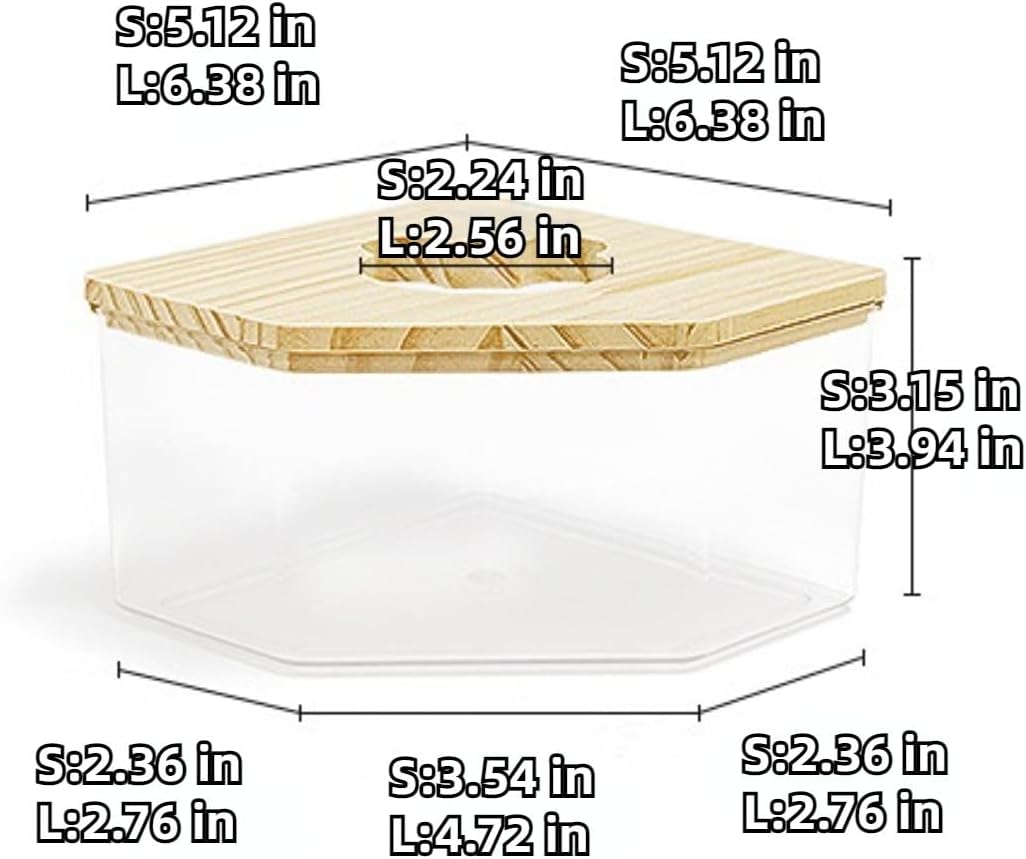 Hamster Sand Bath Box Container, Small Pet Sandbox Lid Design Wooden Sandbox Dust Bath, Transparent Bathroom & Digging Box Acrylic Syrian Hamster Litter Box Animal Accessories (D Small)