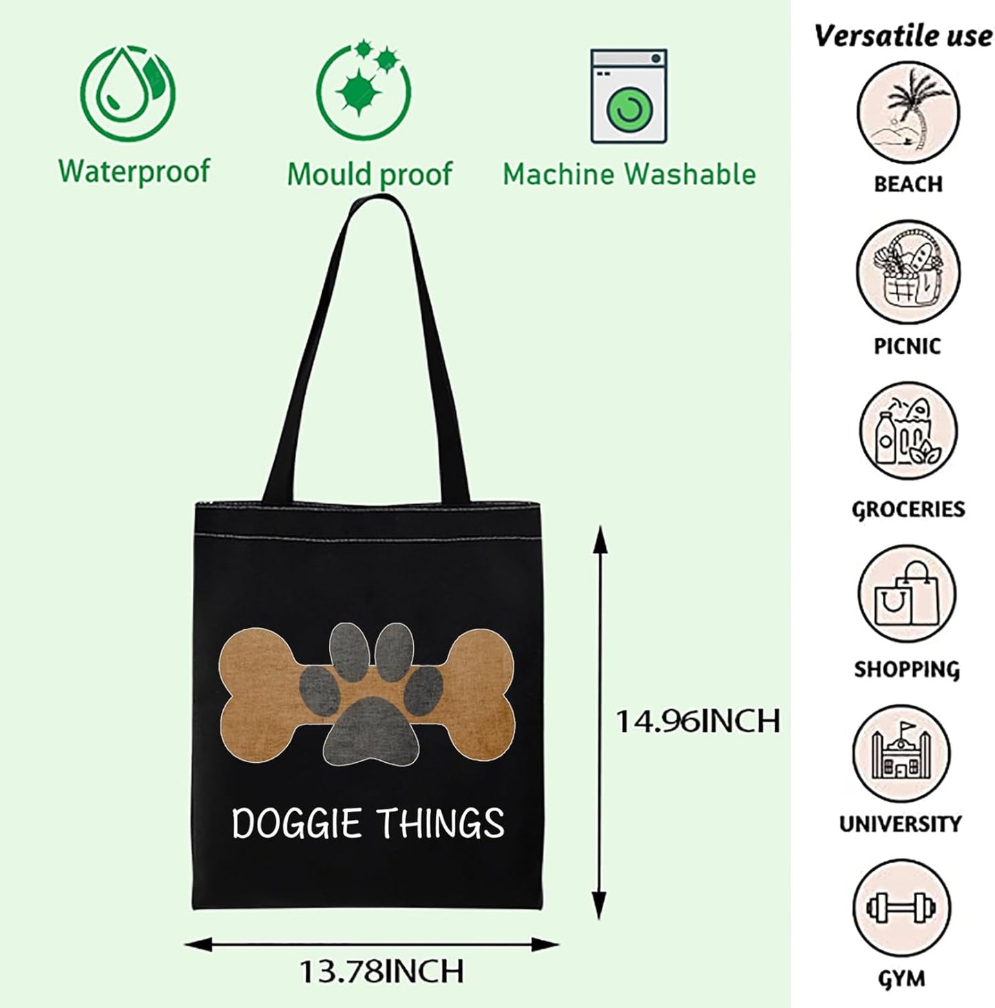FOTAP Dog Owner Shopping Tote - Dog Park Bag and Doggie Gift
