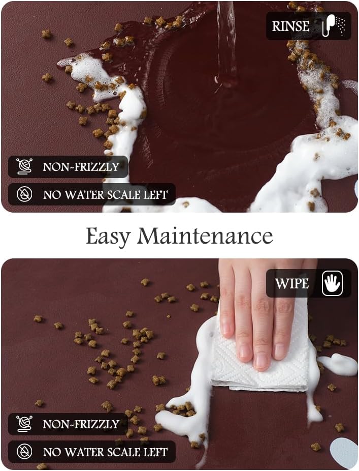 Pet Feeding Mat-Absorbent Dog Mat for Food and Water Bowl-No Stains Quick Dry Water Dispenser Mat-Dog Accessories Pet Supplies-Bowl for Messy Drinkers（RED,12"x19"