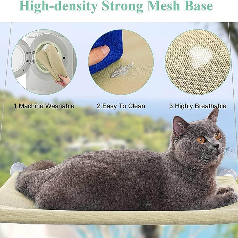 Khaki Cat Window Hammock Perch Cat Safety Sunny Bed - Image 5