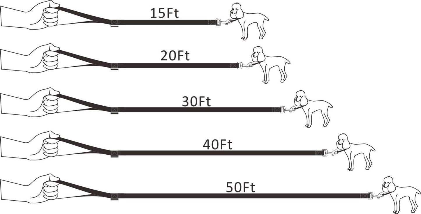 Dog/Puppy Obedience Recall Training Agility Lead - 20ft Long Training Leash，3/4in Wide - Great for Play, Camping, or Backyard (20 Feet, Black)