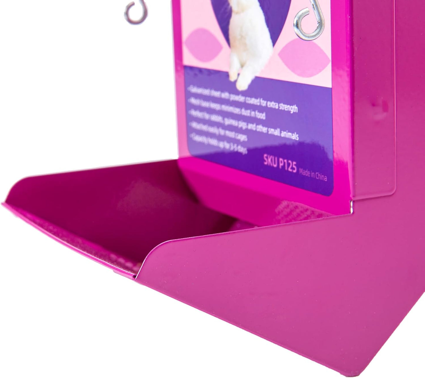 Metal Small Animal Feeder with Lid, Heavy Duty Feeder, Large Capacity Food Dispenser, Great for Rabbits, Guinea Pigs, Chinchillas and Other Small Animals. (4.6 inch, Purple)