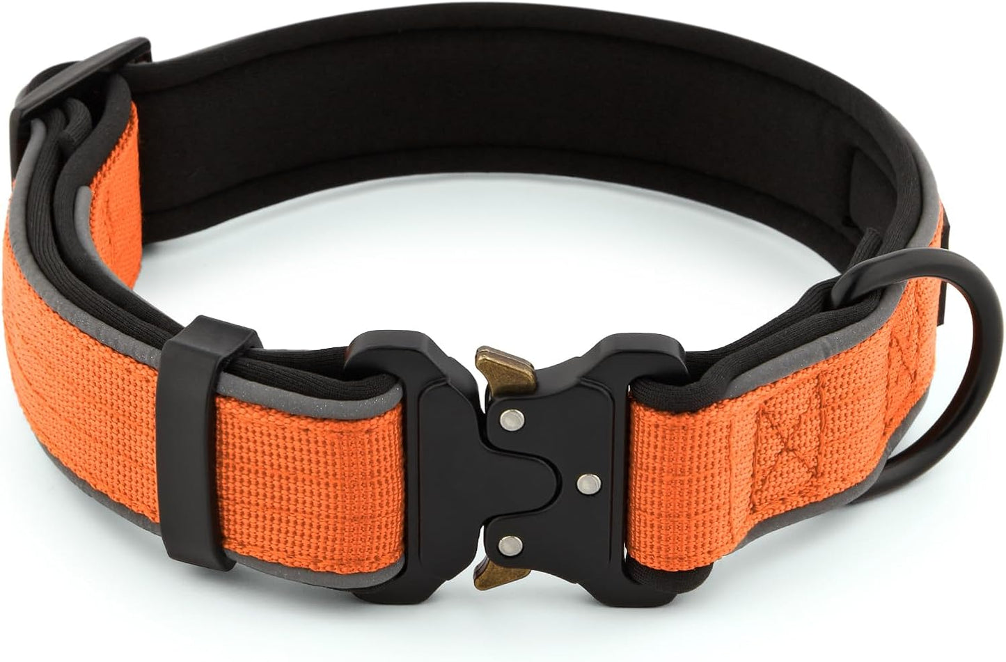 Plutus Pet Tactical Dog Collar, Reflective, Adjustable Heavy Duty Dog Collar, Soft Padded and Comfortable, for Small Medium and Large Dogs (Orange, S)