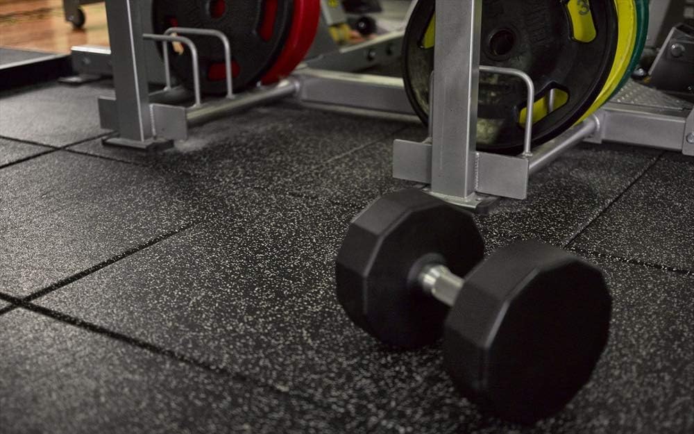 American Floor Mats - Extreme Rubber Gym Tiles - 1 Inch Thick Colorful Rubber Gym Tiles - Superior Shock and Sound Absorbing Tiles - 10% Red 25 Tile Pack (Covers 100 Sq Ft)