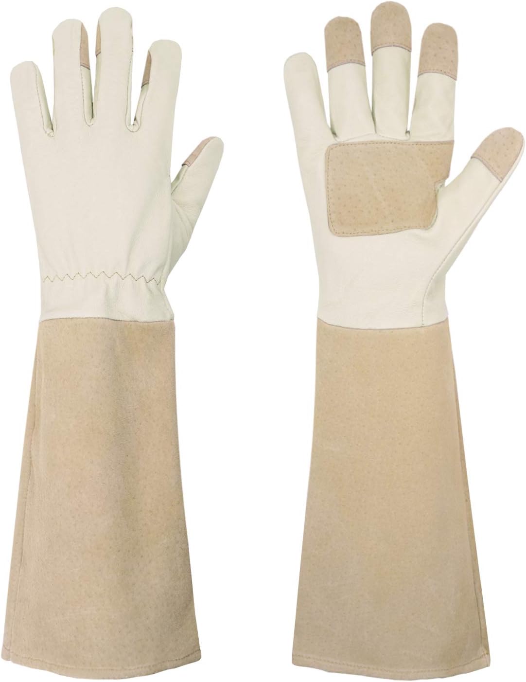 HANDLANDY Pruning Gloves Long for Men & Women, Pigskin Leather Rose Gardening Gloves- Breathable & Durability Gauntlet Gloves