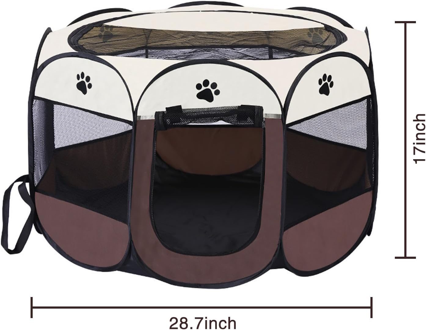 Cat Playpen for Indoor and Outdoor Cats Collapsible Enclosed, Portable Cat Tent, Cat, Puppy Crate Cage (Coffee, Medium, Octagon)