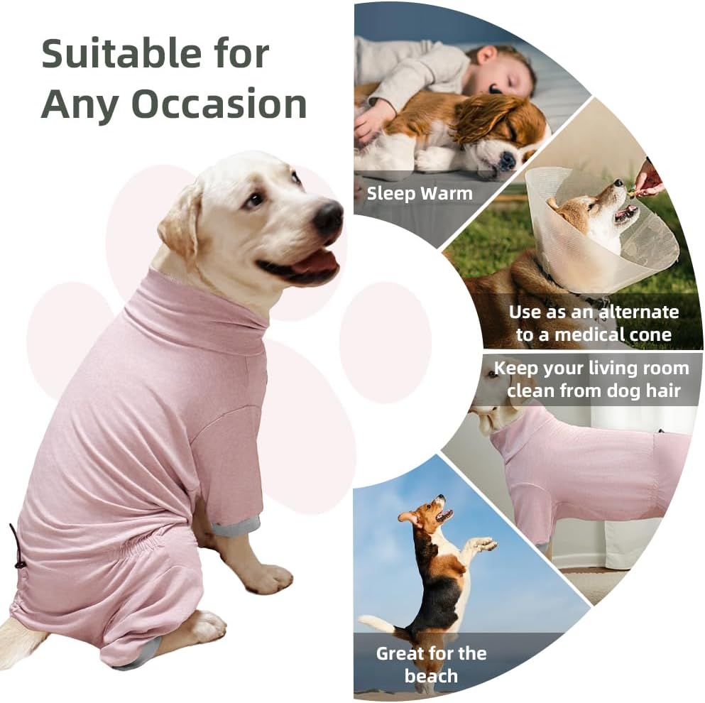 Dog Pyjamas PJS Sweater Clothes and Home Clothing Suitable for Medium to Large Breeds of Dogs, Dog Neutering Suits, Extra-Large Stretch Fabric, Four-Legged Clothes(Thin Pink, 5XL)