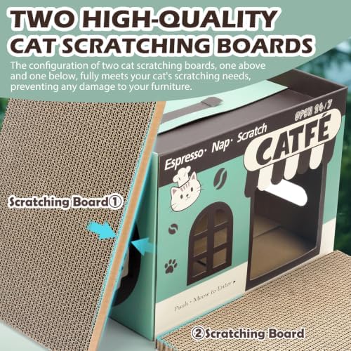 Cardboard Cat Scratcher House, Corrugated Scratching Pad - Image 5
