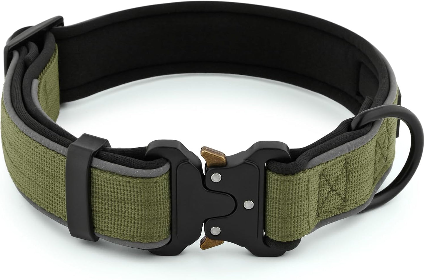 Plutus Pet Tactical Dog Collar, Reflective, Adjustable Heavy Duty Dog Collar, Soft Padded and Comfortable, for Small Medium and Large Dogs (Ranger Green, S)