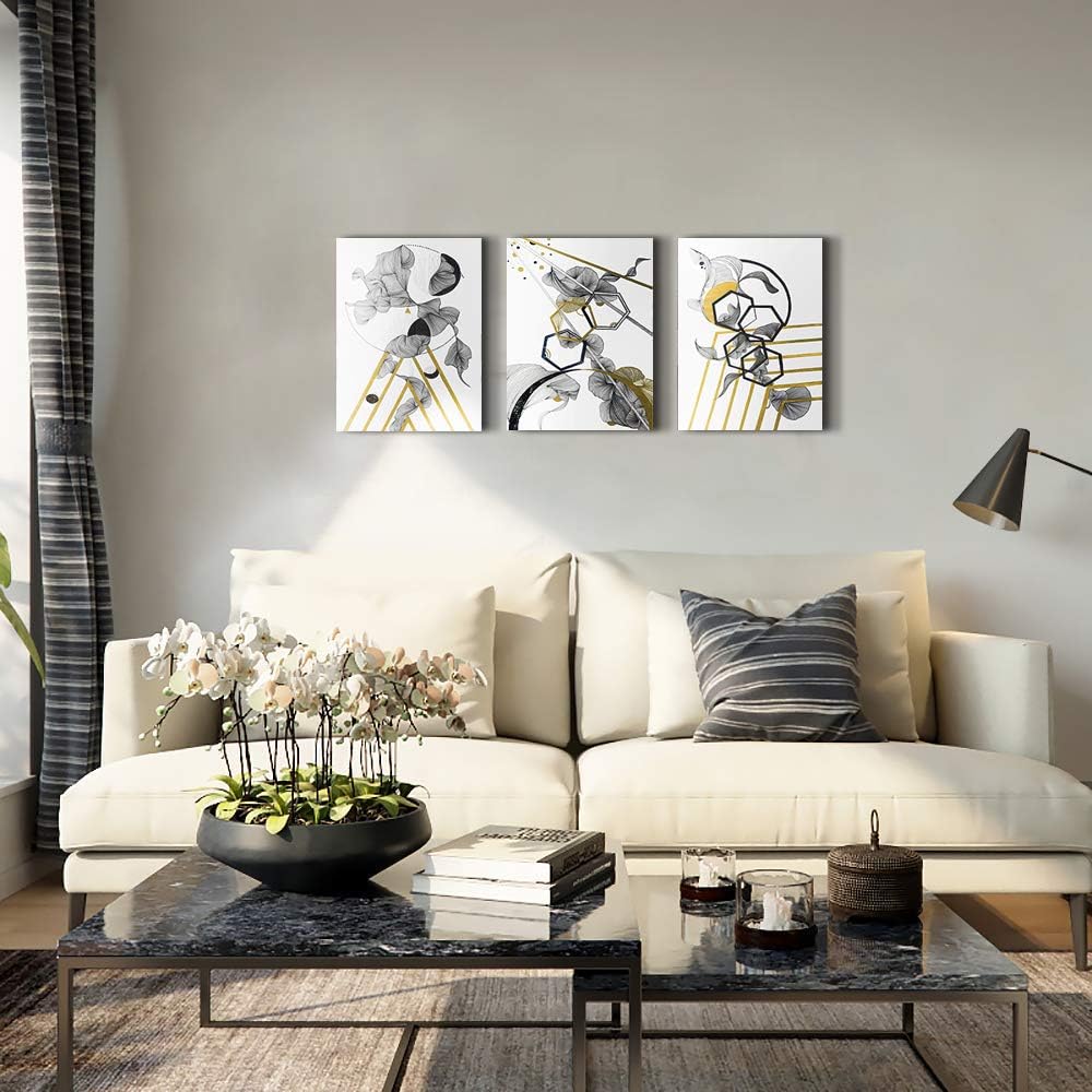 modern Abstract painting Canvas Wall Art for Living Room Wall Artworks Bedroom Decoration, 3 piece Framed office kitchen bathroom Wall decor inspirational Black and white abstract posters Home Decor